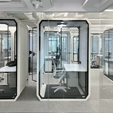meeting booth use for shared office work pods